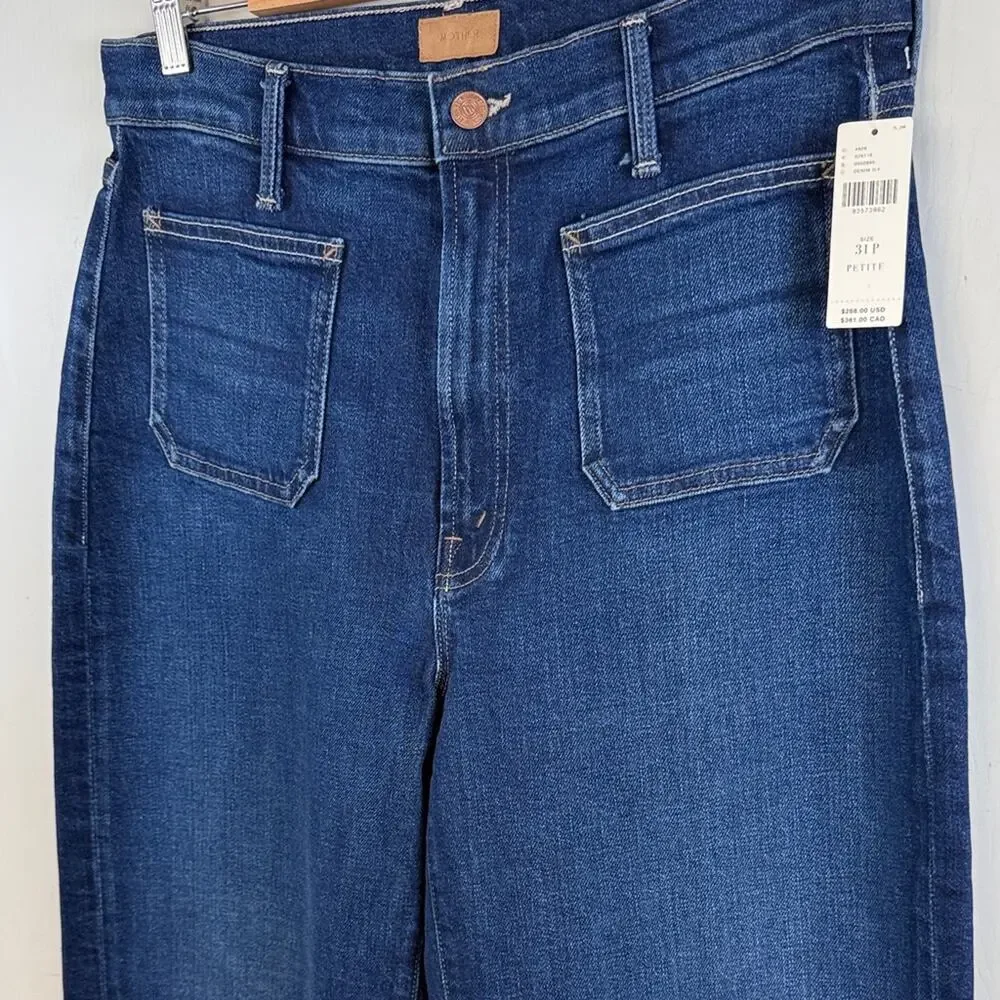 NWT! MOTHER The Lil Rambler Patch Pocket High Waist Straight Leg Jeans size 31P - Picture 4 of 16